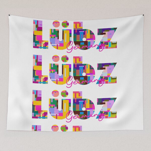Item preview, Lübz, Germany, Vibrant Abstract City Typography Art designed and sold by Wanderful-roads.