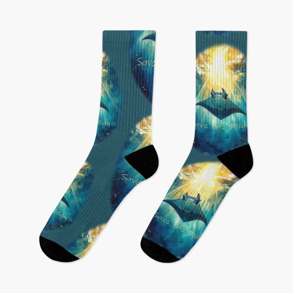 Item preview, Heavenly watercolor manta ray golden beams ocean marine art "save the ocean" theme designed and sold by icemanphotos.