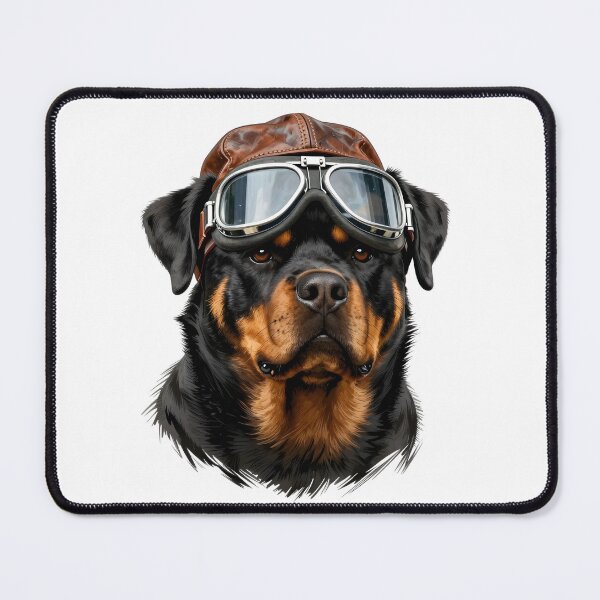 Item preview, Rottweiler Fighter Pilot Dog Head – Aviator Goggles Vintage Helmet Portrait designed and sold by Fur Honcho.