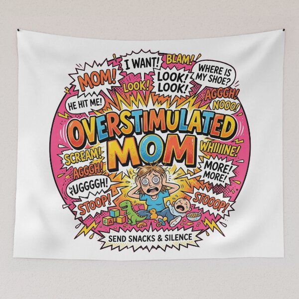 Item preview, Overstimulated Mom – Strong Mom Vibes & Real Life Motherhood Humor designed and sold by ArtsyExplorer.