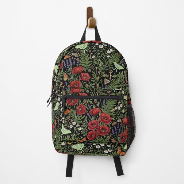 Item preview, Botanical Poppy Butterfly Field Dark Floral designed and sold by SplashTastic.