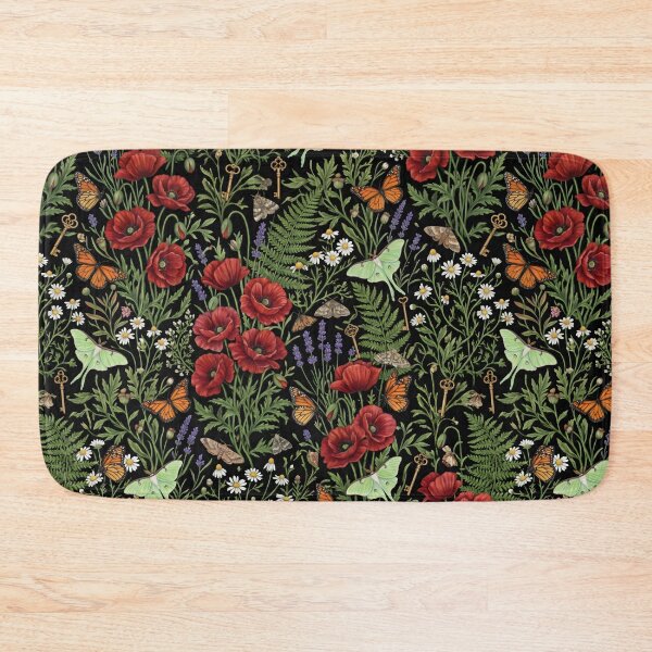 Item preview, Botanical Poppy Butterfly Field Dark Floral designed and sold by SplashTastic.