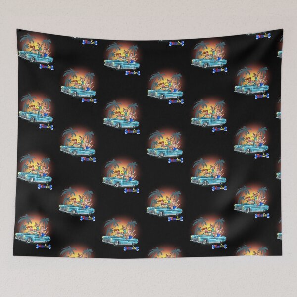 Item preview, Summer Road Trip Vintage Blue Car Palm Trees designed and sold by TeamLouOfficial.