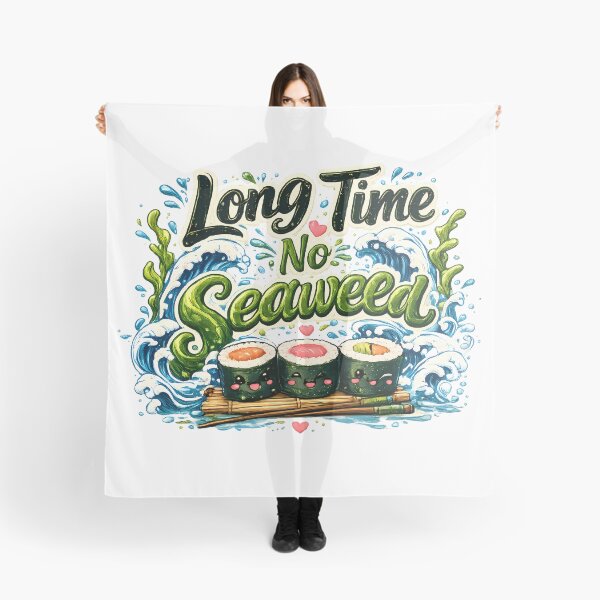 Item preview, Long Time No Seaweed – Cute Sushi Pun T-Shirt with Kawaii Rolls & Waves designed and sold by PING 999 STUDIO.