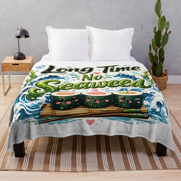 Item preview, Long Time No Seaweed – Cute Sushi Pun T-Shirt with Kawaii Rolls & Waves designed and sold by RvinJo8.