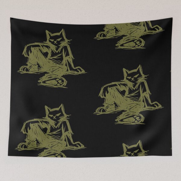 Item preview, Abstract Relaxed Cat Sketch – Minimalist Khaki Ink Line Art Aesthetic Streetwear Design designed and sold by JonelCrafts.