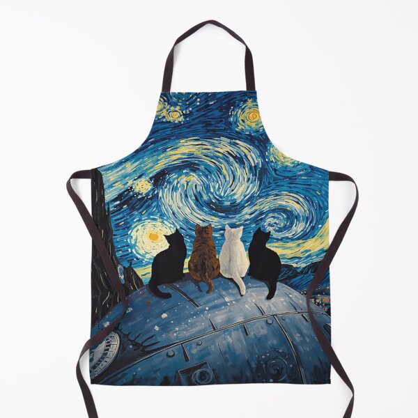 Item preview, Space Cats sitting on Space Station in Van Gogh's Starry Night designed and sold by EschatonGarden.