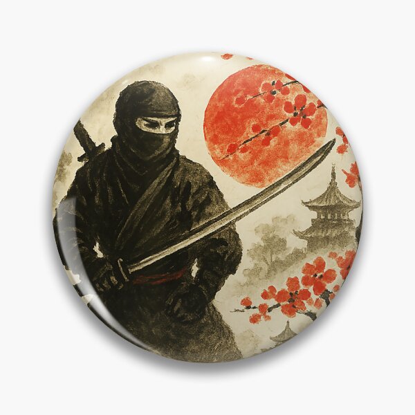 Item preview, Ninja Samurai Warrior Japanese Ink Art Vintage Style designed and sold by titanlevi.