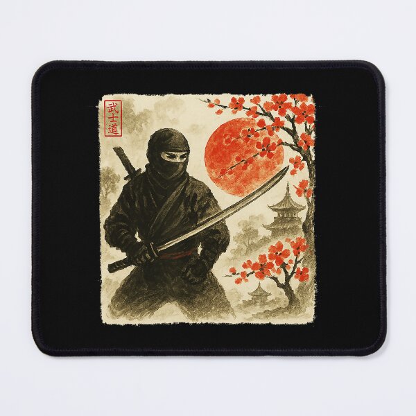 Item preview, Ninja Samurai Warrior Japanese Ink Art Vintage Style designed and sold by titanlevi.