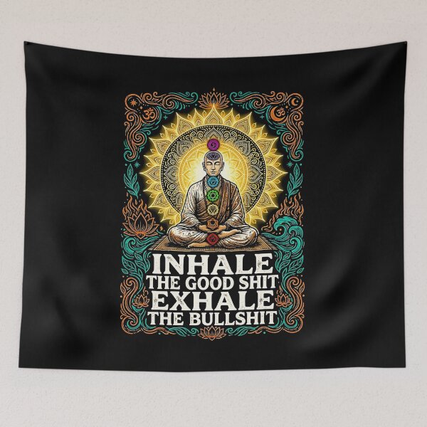 Item preview, Inhale The Good Exhale The Bad Funny Chakra Meditation Monk Mandala Yoga designed and sold by graphixpolash.
