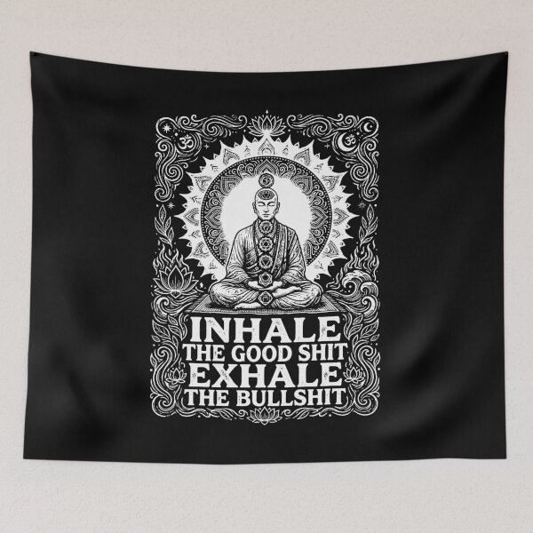 Item preview, Inhale The Good Exhale The Bad Funny Chakra Meditation Monk Mandala Yoga  designed and sold by graphixpolash.