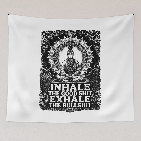 Item preview, Inhale The Good Exhale The Bad Funny Chakra Meditation Monk Mandala Yoga  designed and sold by graphixpolash.