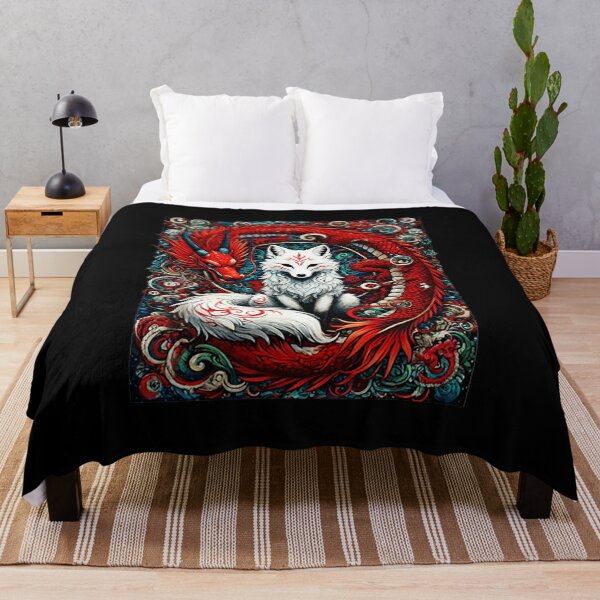Item preview, Kitsune Fox and Red Dragon Yin Yang Japanese Myth designed and sold by titanlevi.