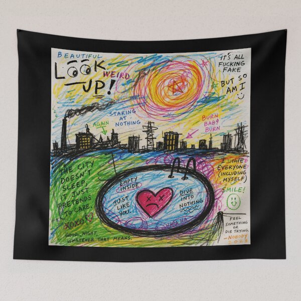 Item preview, Look Up It’s All Fake Dark Doodle City  designed and sold by Modaozushi216.