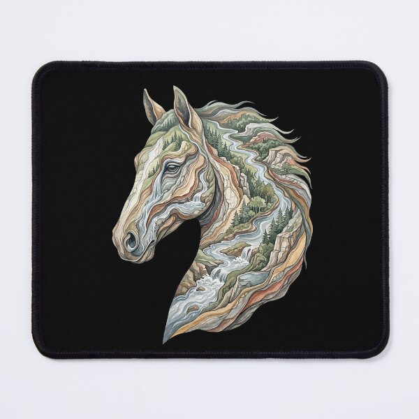 Item preview, River Terrain Horse – Flowing Landscape Portrait Tee designed and sold by printedartgoods.