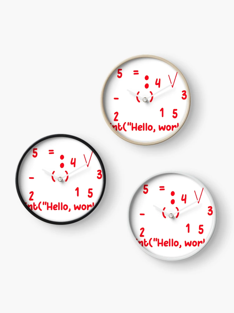 Thumbnail 3 of 4, Clock, Hello World Python Coding Math Logic Programmer designed and sold by tineldesign.