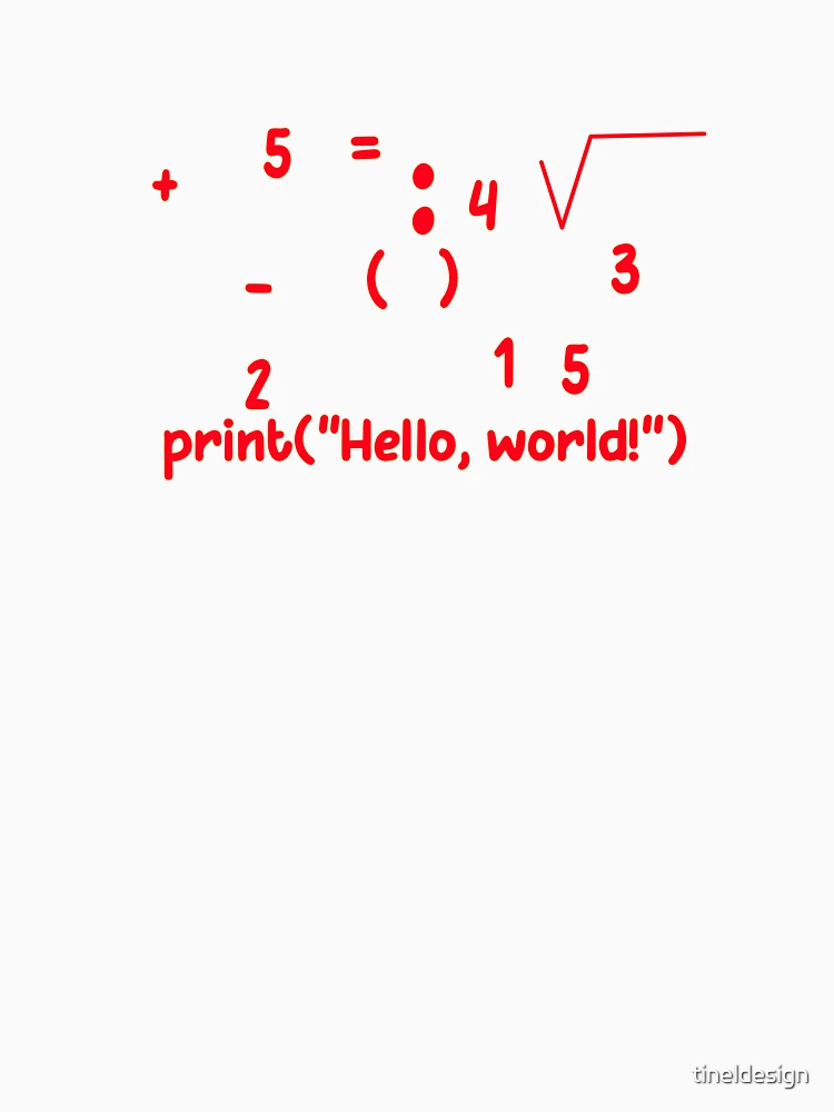 Thumbnail 4 of 4, V-Neck T-Shirt, Hello World Python Coding Math Logic Programmer designed and sold by tineldesign.