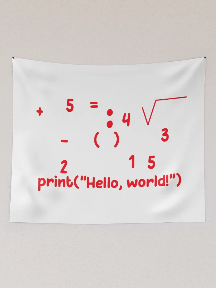 Thumbnail 2 of 3, Tapestry, Hello World Python Coding Math Logic Programmer designed and sold by tineldesign.