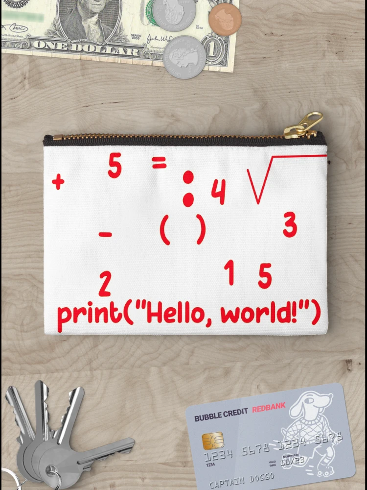 Thumbnail 3 of 4, Zipper Pouch, Hello World Python Coding Math Logic Programmer designed and sold by tineldesign.