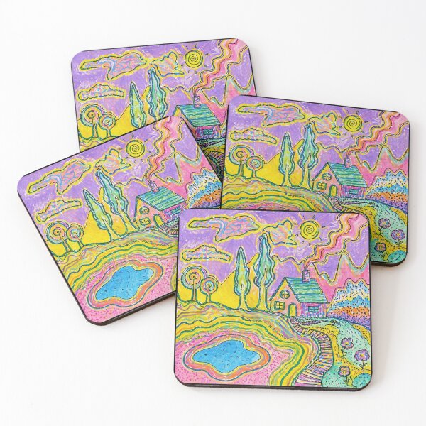 Item preview, Colorful Dream Landscape Psychedelic Cottage  designed and sold by Modaozushi216.