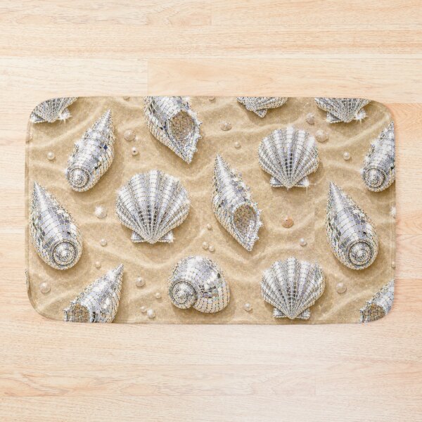 Item preview, Silvery White disco sea shells on a beach  designed and sold by Heaven1111.