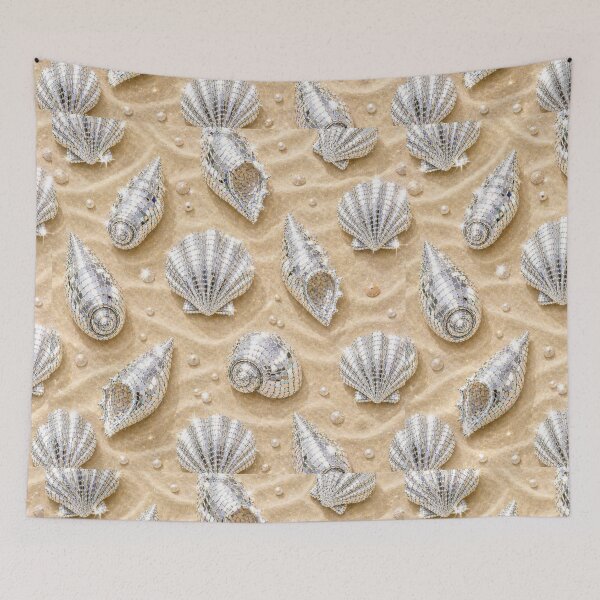 Item preview, Silvery White disco sea shells on a beach  designed and sold by Heaven1111.