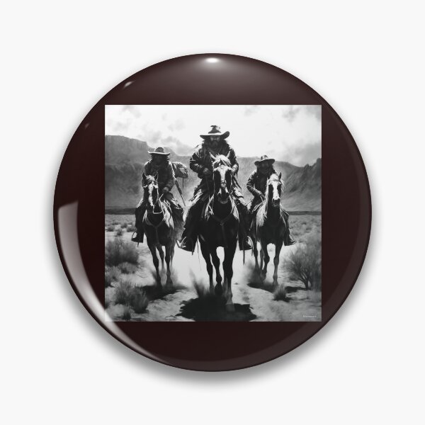 Item preview, Three Western Cowboys Riding Horses | Black and White Outlaw Desert Art designed and sold by inkoutninja.