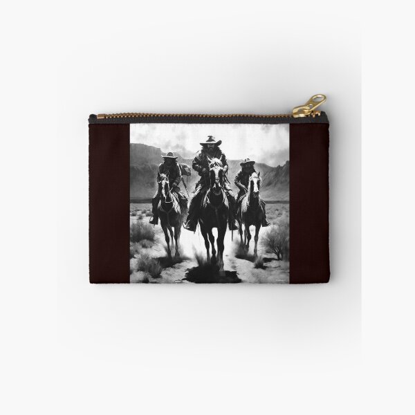 Item preview, Three Western Cowboys Riding Horses | Black and White Outlaw Desert Art designed and sold by inkoutninja.