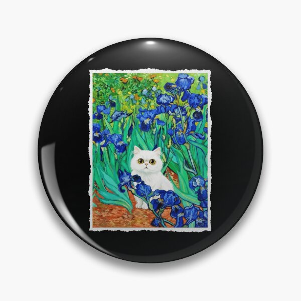 Item preview, White Cat in Iris Garden Impressionist Style  designed and sold by JordynLadukeg65.