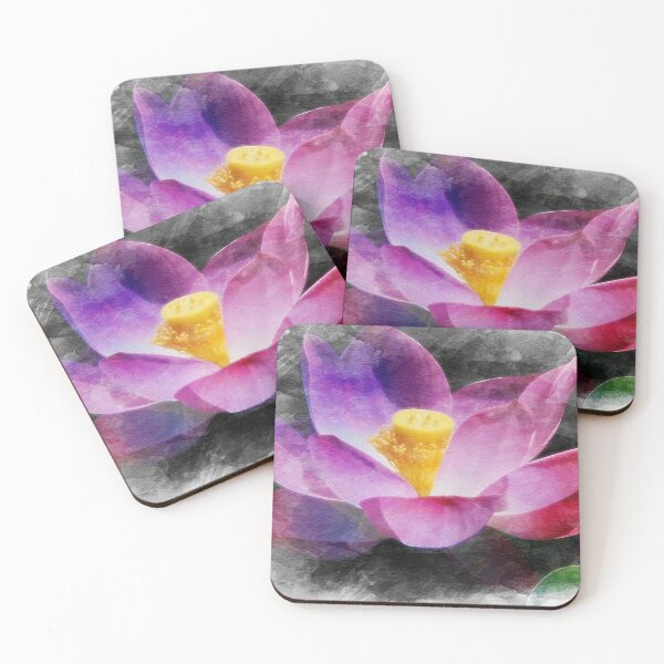 Item preview, "Sacred Lotus in Full Bloom — Digital Watercolour Fine Art from Real Photography | Floral Botanical Art designed and sold by M.ALK.Watercolor.