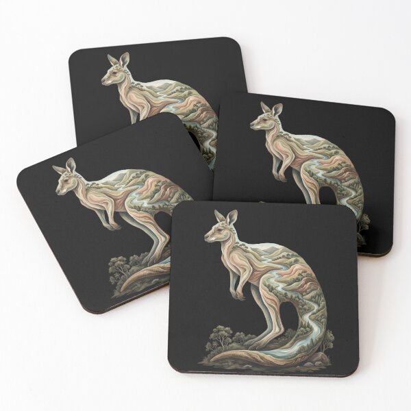 Item preview, River Terrain Kangaroo – Flowing Landscape Wildlife designed and sold by printedartgoods.
