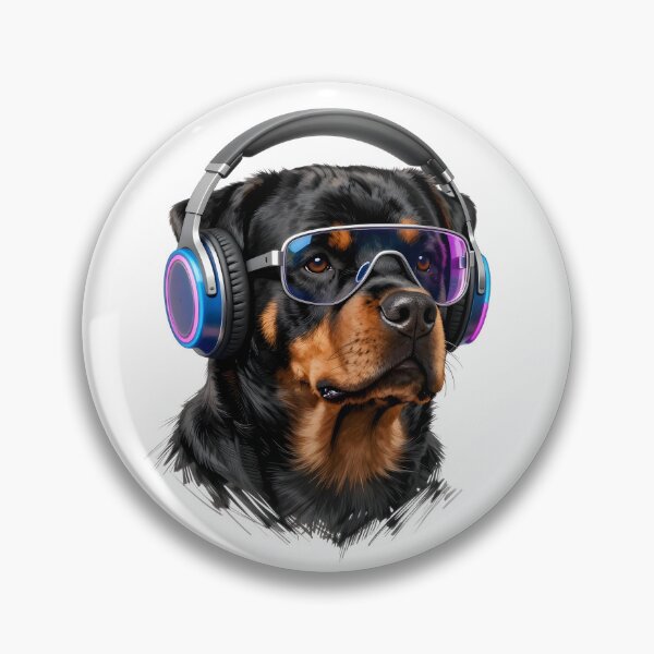 Item preview, Rottweiler Gamer Dog Portrait – Headphones Neon Glasses Cool DJ Pup designed and sold by Fur Honcho.