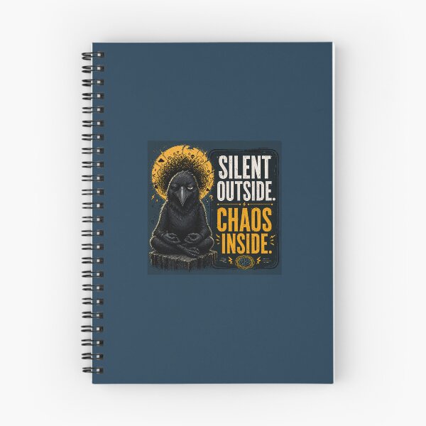 Item preview, Silent Outside Chaos Inside Funny Crow Quote – Introvert Dark Humor Smart Bird Cartoon Design designed and sold by PopInkAura .