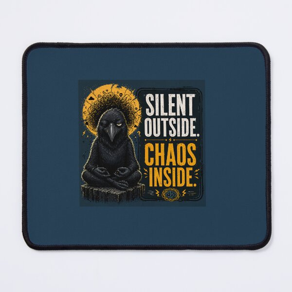 Item preview, Silent Outside Chaos Inside Funny Crow Quote – Introvert Dark Humor Smart Bird Cartoon Design designed and sold by PopInkAura .