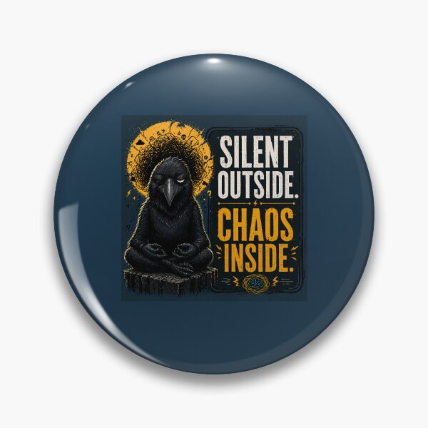 Item preview, Silent Outside Chaos Inside Funny Crow Quote – Introvert Dark Humor Smart Bird Cartoon Design designed and sold by PopInkAura .