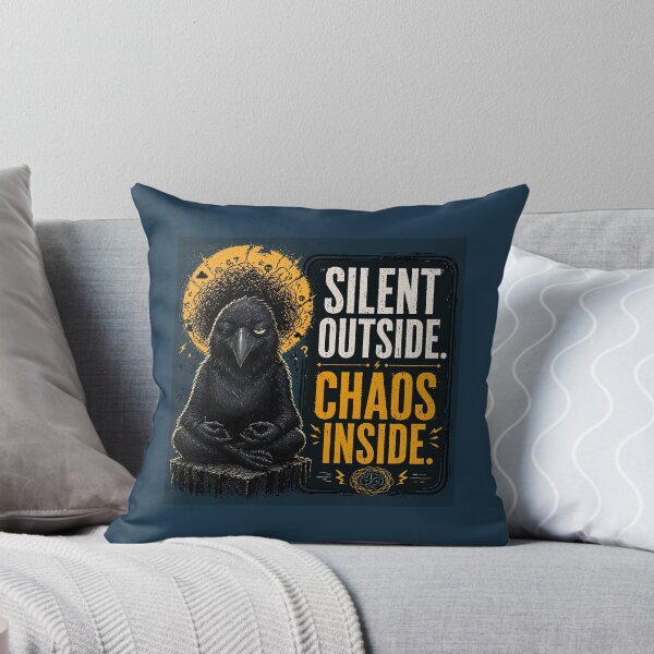Item preview, Silent Outside Chaos Inside Funny Crow Quote – Introvert Dark Humor Smart Bird Cartoon Design designed and sold by PopInkAura .