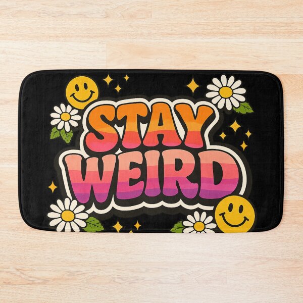 Item preview, Stay Weird – Retro Groovy Smiley & Daisy Positive Vibes Design designed and sold by WinterStorm01.