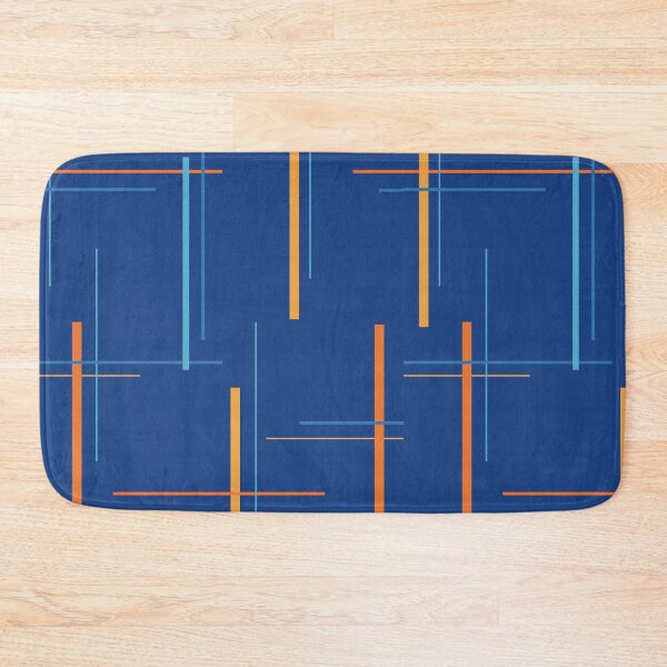 Item preview, Mid Century Modern Abstract Lines - Blue Retro Geometric Pattern designed and sold by Luckymoon2000.