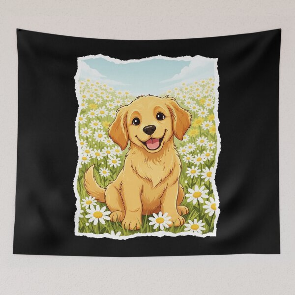 Item preview, Golden Retriever Puppy in Daisy Field Cute  designed and sold by JordynLadukeg65.
