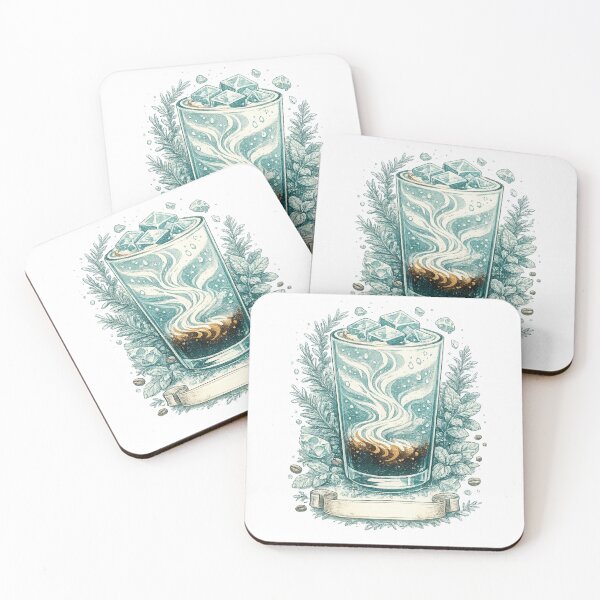 Item preview, Vintage Iced Coffee Botanical - Retro Espresso & Mint Illustration designed and sold by BrewmarkStudio.