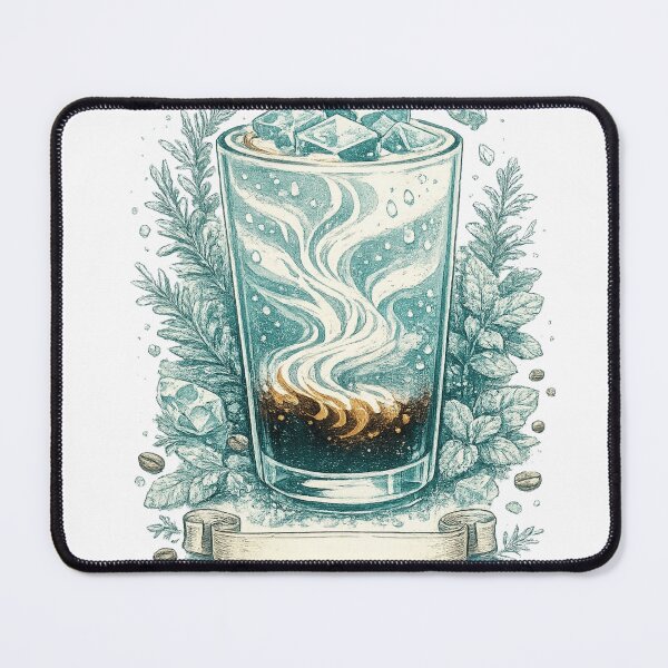 Item preview, Vintage Iced Coffee Botanical - Retro Espresso & Mint Illustration designed and sold by BrewmarkStudio.