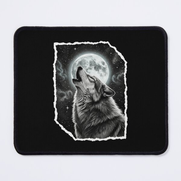 Item preview, Howling Wolf Moon Black and White Night Illustration designed and sold by JordynLadukeg65.