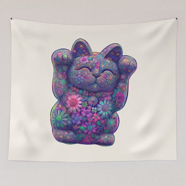 Item preview, Maneki-Neko: Floral Lucky Cat Art designed and sold by BlissxPals.