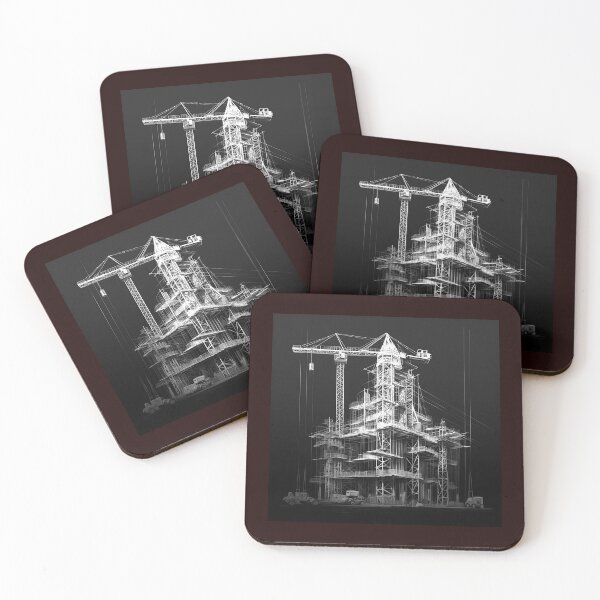 Item preview, Construction Crane Building Blueprint | Black and White Architecture Art designed and sold by inkoutninja.