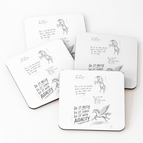 Item preview, Do It Messy Courage Quote Winged Horse designed and sold by Quite Moments Studio - Marcia Lima.