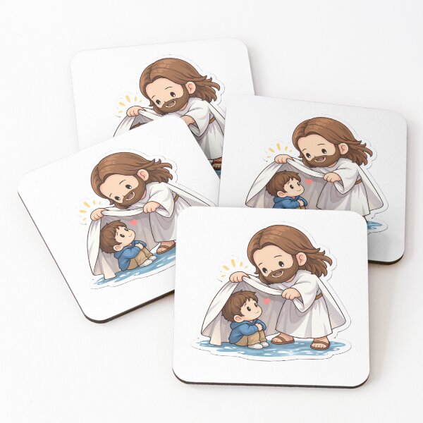 Item preview, Chibi Jesus Protecting Child Christian Sticker designed and sold by Faithlines.