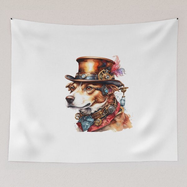 Item preview, Steampunk Dog with Top Hat – Watercolor Fantasy Portrait designed and sold by Rose Design & Photos.