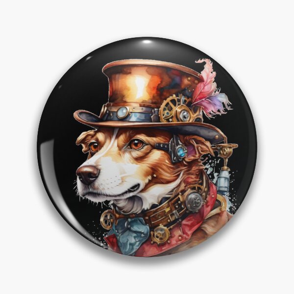 Item preview, Steampunk Dog with Top Hat – Watercolor Fantasy Portrait designed and sold by Rose Design & Photos.