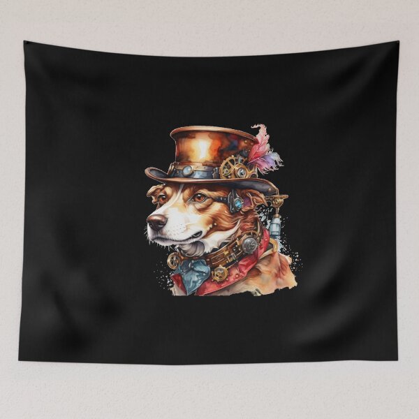 Item preview, Steampunk Dog with Top Hat – Watercolor Fantasy Portrait designed and sold by Rose Design & Photos.