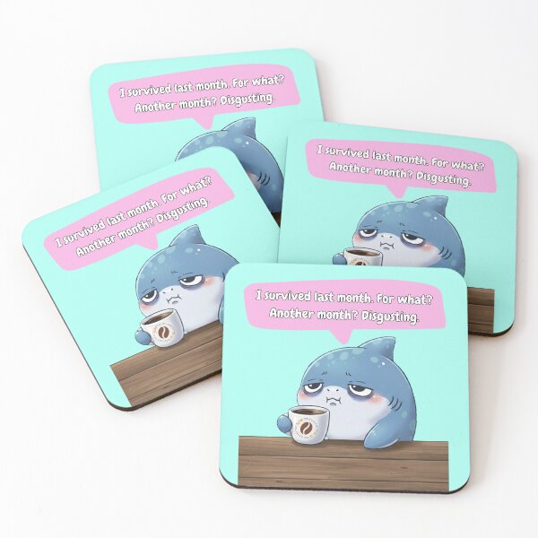 Item preview, Tired Shark Survived last month for what? designed and sold by Nature's Chibis.